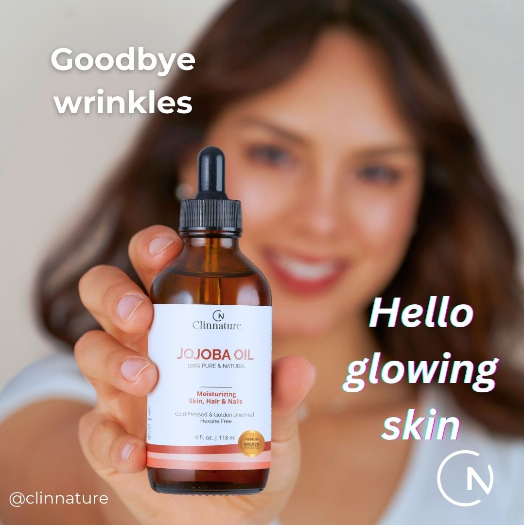 Jojoba Golden Oil - Premium Quality, 100% Pure & Natural for Hair & Nails, Cuticle Oil, Cold Pressed, Deep Moisturizing Skin & Body Oil with Vitamin E, with Dropper & Roller Applicator