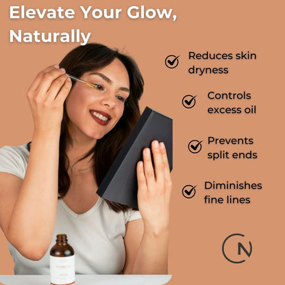 Jojoba Golden Oil - Premium Quality, 100% Pure & Natural for Hair & Nails, Cuticle Oil, Cold Pressed, Deep Moisturizing Skin & Body Oil with Vitamin E, with Dropper & Roller Applicator