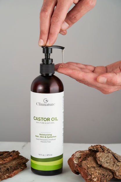 Castor Oil 100% Pure & Natural | Cold Pressed & Hexane-Free | Promotes Hair Growth, Eyebrows & Lashes | Bulk Size for Long-Term Use | 16 fl oz (473 ml) Plastic Bottle with Dispenser.