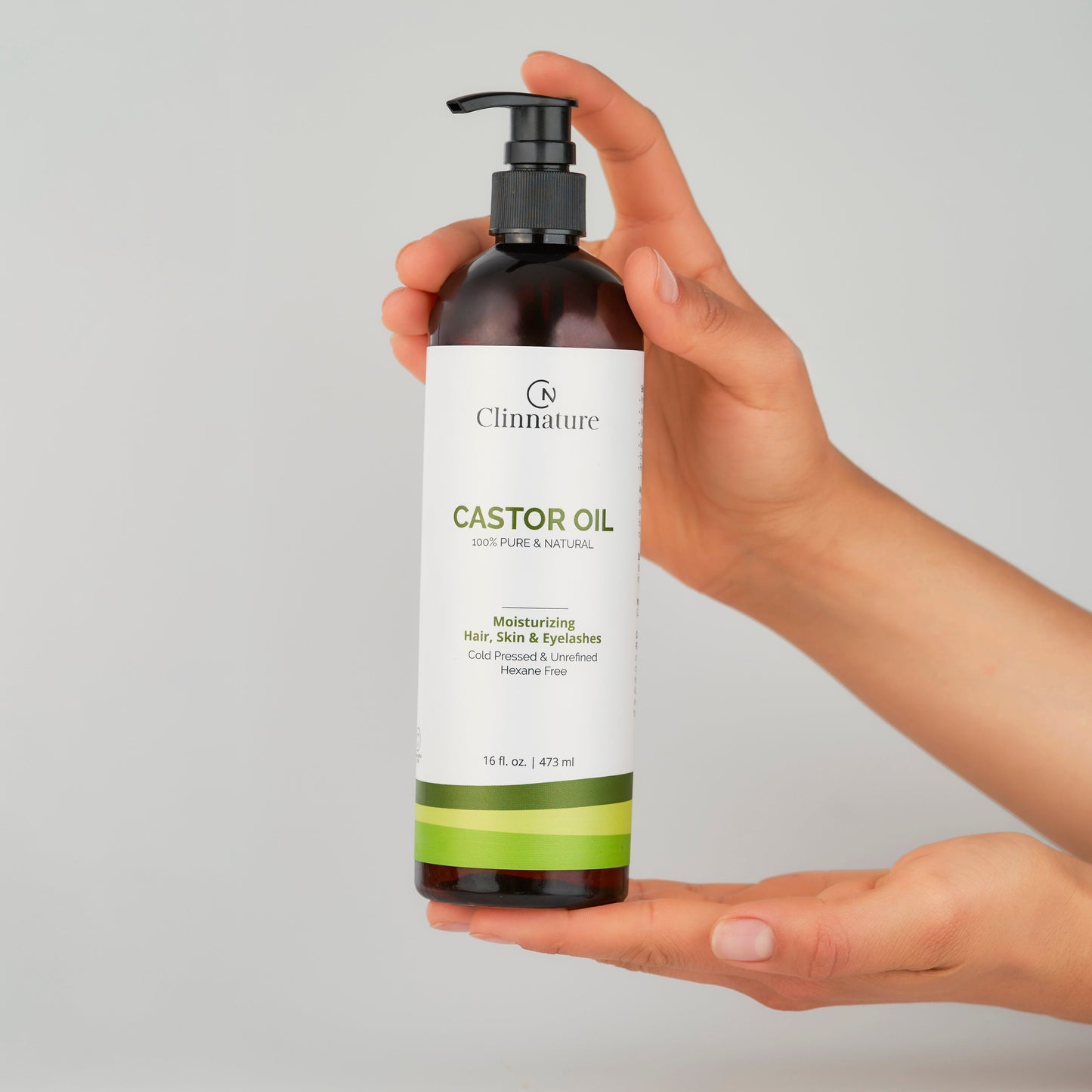 Castor Oil 100% Pure & Natural | Cold Pressed & Hexane-Free | Promotes Hair Growth, Eyebrows & Lashes | Bulk Size for Long-Term Use | 16 fl oz (473 ml) Plastic Bottle with Dispenser.