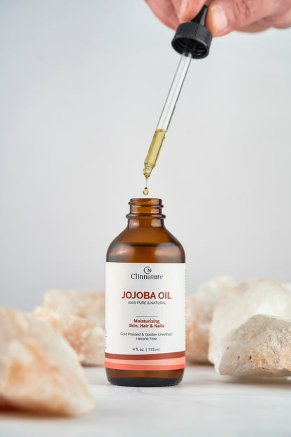 Jojoba Golden Oil 100% Pure & Natural | Cold Pressed, Hexane-Free | Deep Moisturizing for Skin, Hair & Nails | Ideal for Dermaplaning & Anti-Aging Care | Glass Bottle with Dropper – 4 fl oz