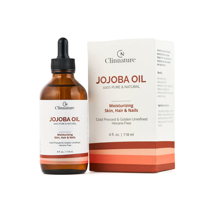 Jojoba Golden Oil 100% Pure & Natural | Cold Pressed, Hexane-Free | Deep Moisturizing for Skin, Hair & Nails | Ideal for Dermaplaning & Anti-Aging Care | Glass Bottle with Dropper – 4 fl oz
